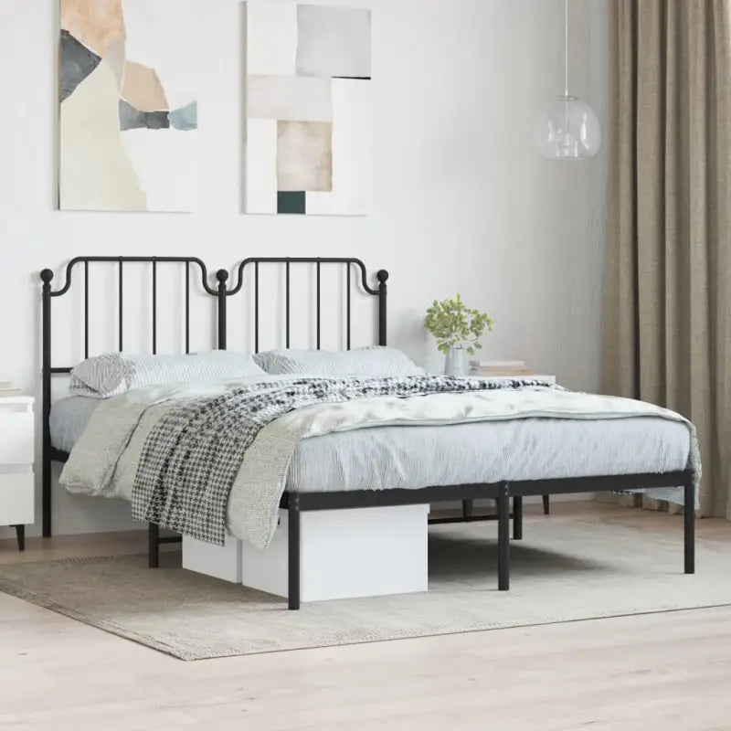 Robuust metalen bedframe met tijdloos design en extra opbergruimte - Zwart / 140 x 200 cm / met hoofdbord - Bedden &