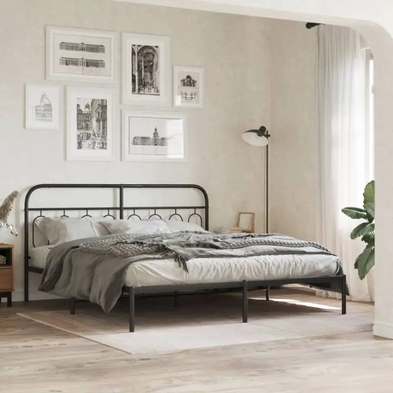 Robuust metalen latten bedframe met elegant design en extra opbergruimte - Zwart / 180 x 200 cm / met hoofdbord