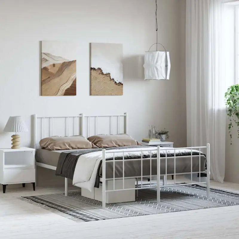 Robuust metalen latten bedframe met elegant ontwerp en extra opbergruimte - Wit / 150 x 200 cm / met hoofdbord &