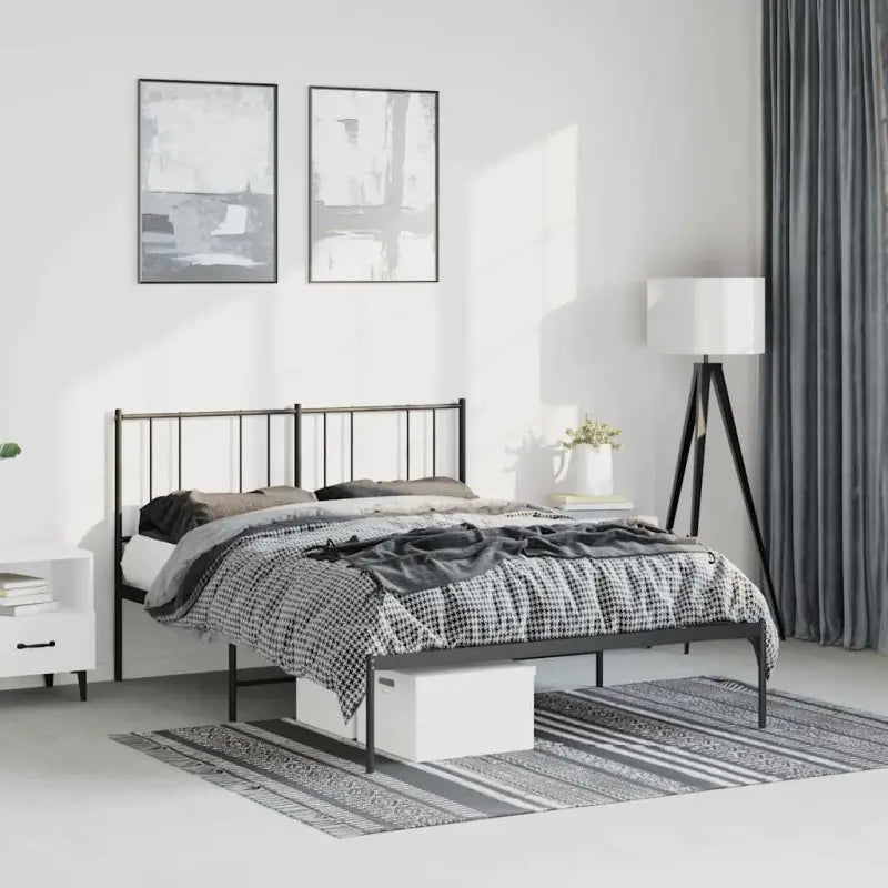 Robuust metalen latten bedframe met elegant ontwerp en extra opbergruimte - Zwart / 135 x 190 cm / met hoofdbord