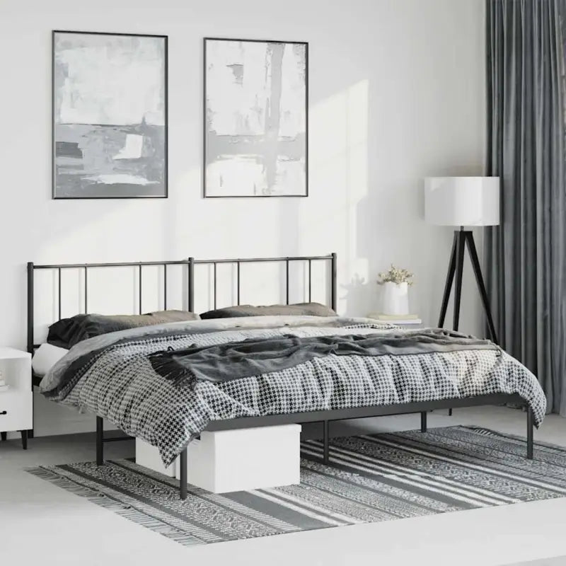 Robuust metalen latten bedframe met elegant ontwerp en extra opbergruimte - Zwart / 183 x 213 cm / met hoofdbord