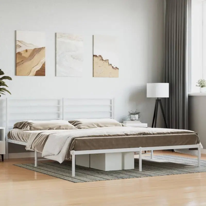 Robuust metalen latten bedframe met extra opbergruimte in klassiek design - Wit / 180 x 200 cm / met hoofdbord - Bedden