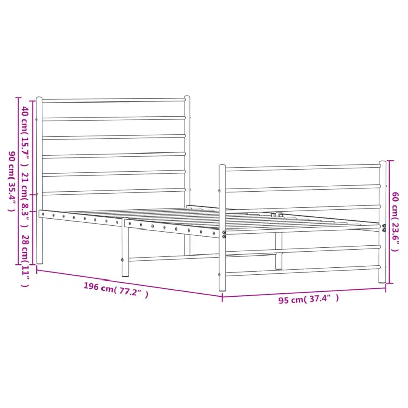 Robuust metalen latten bedframe met extra opbergruimte in klassiek design - Bedden & bedframes