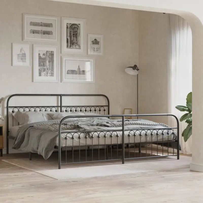 Robuust metalen latten bedframe met extra opbergruimte - Zwart / 193 x 203 cm / met hoofdbord & voetbord - Bedden &