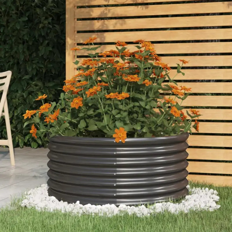 Robuuste Bloempot van Gepoedercoat Staal voor Tuin en Balkon - Antraciet / 80 x 80 x 36 cm / 1 - Bloempotten &