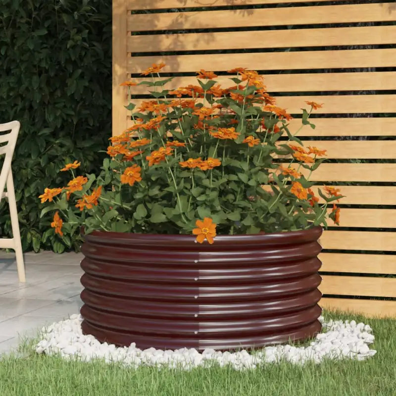 Robuuste Bloempot van Gepoedercoat Staal voor Tuin en Balkon - Bruin / 80 x 80 x 36 cm / 1 - Bloempotten & plantenbakken