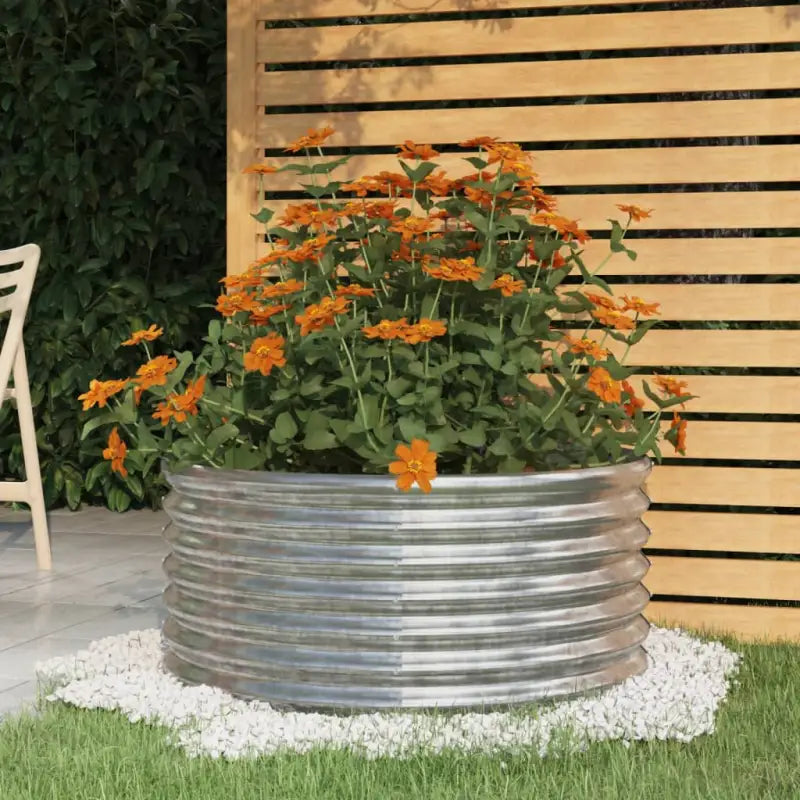 Robuuste Bloempot van Gepoedercoat Staal voor Tuin en Balkon - Zilver / 80 x 80 x 36 cm / 1 - Bloempotten &