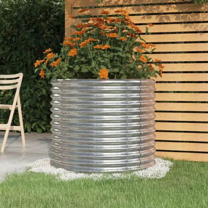 Robuuste Bloempot van Gepoedercoat Staal voor Tuin en Balkon - Zilver / 80 x 80 x 68 cm / 1 - Bloempotten &