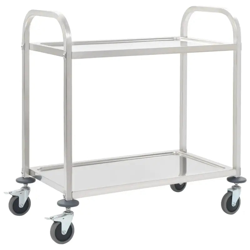 Roestvrijstalen keuken trolley voor serveren en transport op feestjes - 96.5 x 55 x 90 cm (2 lagen) - Keukentrolleys