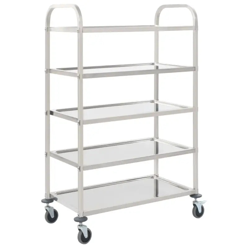 Roestvrijstalen keuken trolley voor serveren en transport op feestjes - 107 x 55 x 147 cm (5 laags) - Keukentrolleys