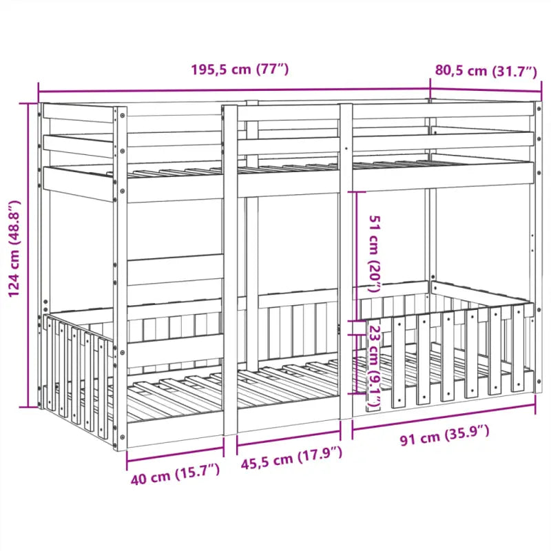 Ruimtebesparend stapelbedframe van massief grenenhout voor meerdere kinderen - Bedden & bedframes