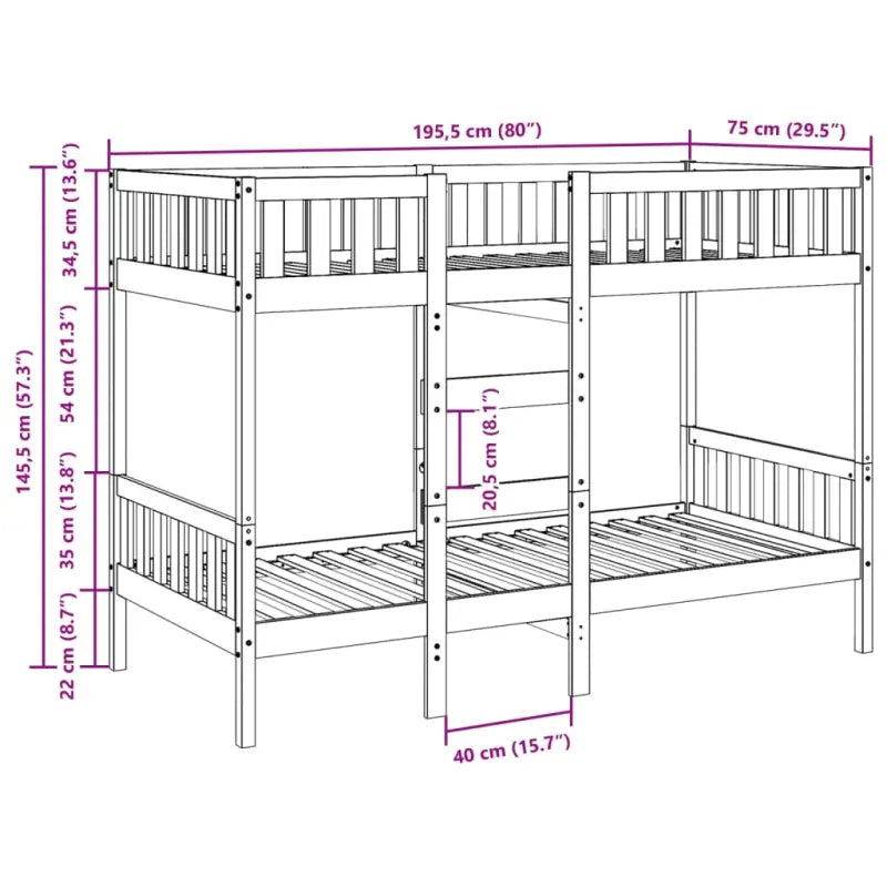 Ruimtebesparende stapelbedframe in massief grenenhout voor meerdere kinderen - Bedden & bedframes