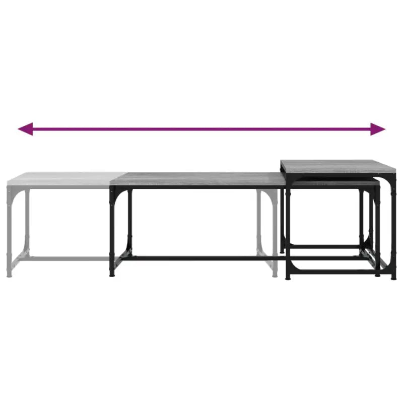 Salontafel in Grijs Sonoma met bewerkt hout en aanpasbare poten - Salontafels