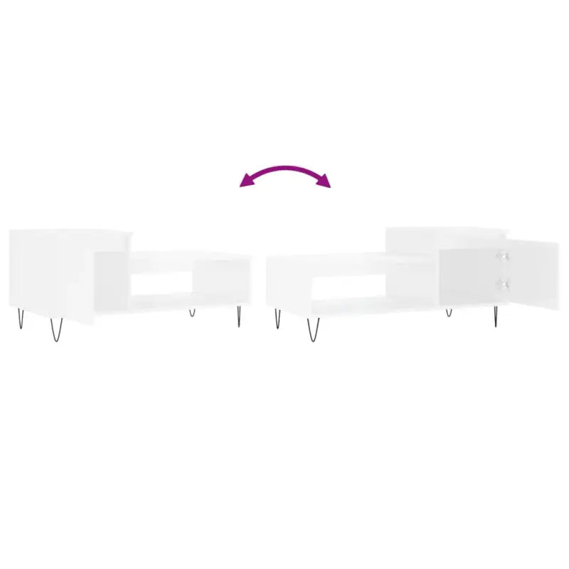 Salontafel met bewerkt hout metalen poten en hoogglans wit afwerking - Salontafels