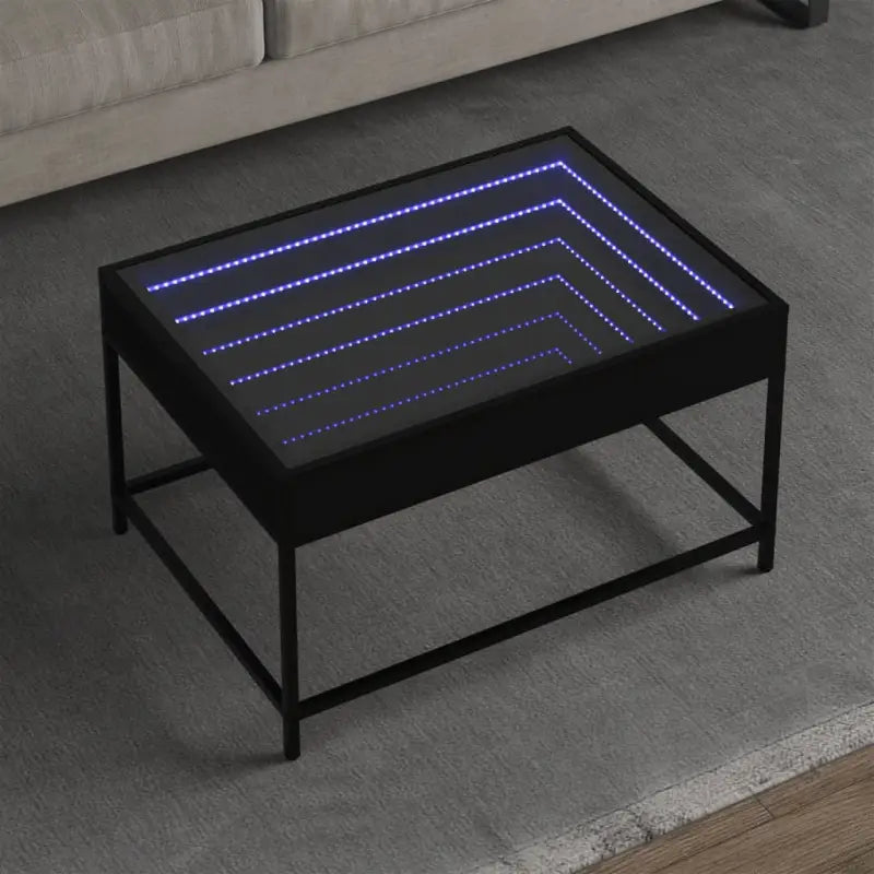 Salontafel met LED-infinity spiegel en bewerkt hout voor duurzame stijl - Zwart / 70 x 50 x 41 cm / 1 - Salontafels