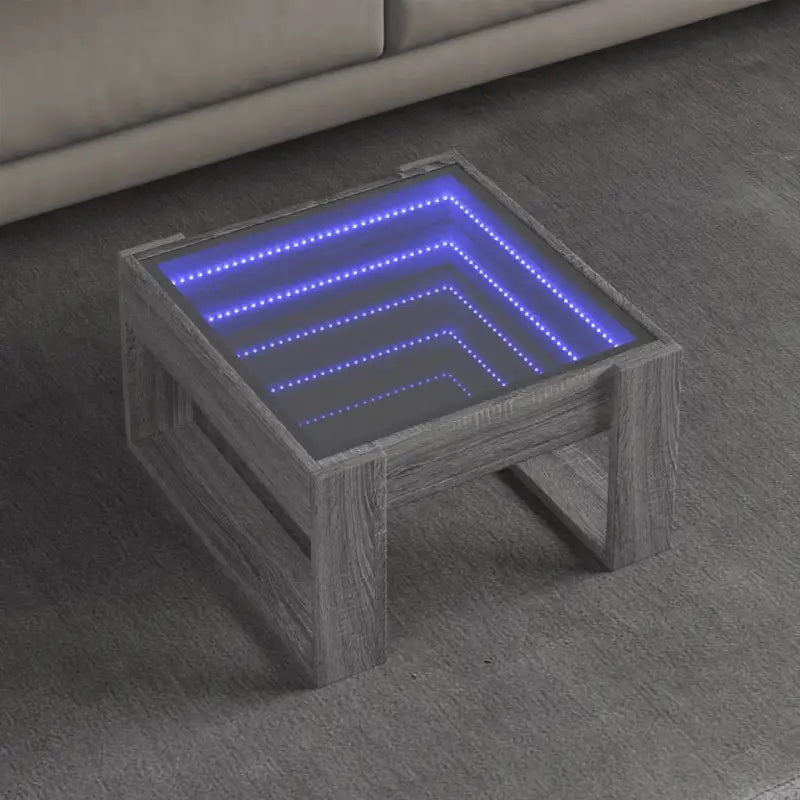 Salontafel met LED-infinity spiegel en bewerkt hout voor stabile stijl - Grijs sonoma / 1 / 50 cm - Salontafels