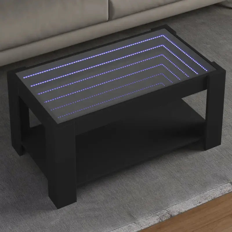 Salontafel met LED-infinity spiegel in grijs Sonoma bewerkt hout - Zwart / 1 / 93 cm - Salontafels