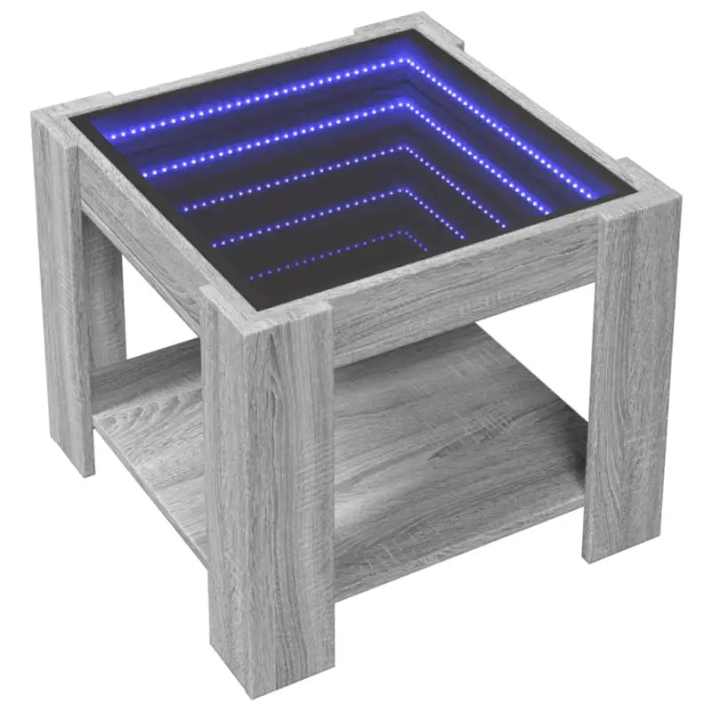 Salontafel met LED-infinity spiegel in grijs Sonoma bewerkt hout - Salontafels