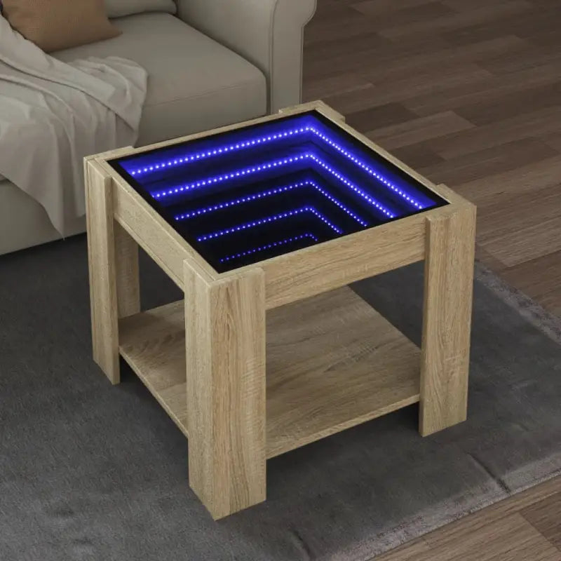 Salontafel met LED-infinity spiegel in grijs Sonoma bewerkt hout - Sonoma eiken / 1 / 53 cm - Salontafels
