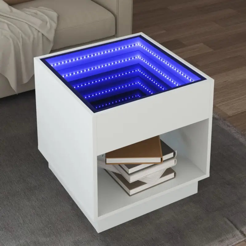 Salontafel met LED-infinity spiegel in grijs sonoma van bewerkt hout - Wit / 1 / 50 cm - Salontafels