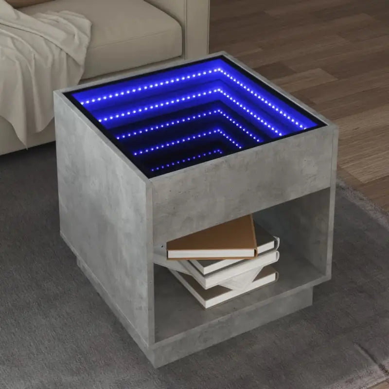 Salontafel met LED-infinity spiegel in grijs sonoma van bewerkt hout - Betongrijs / 1 / 50 cm - Salontafels