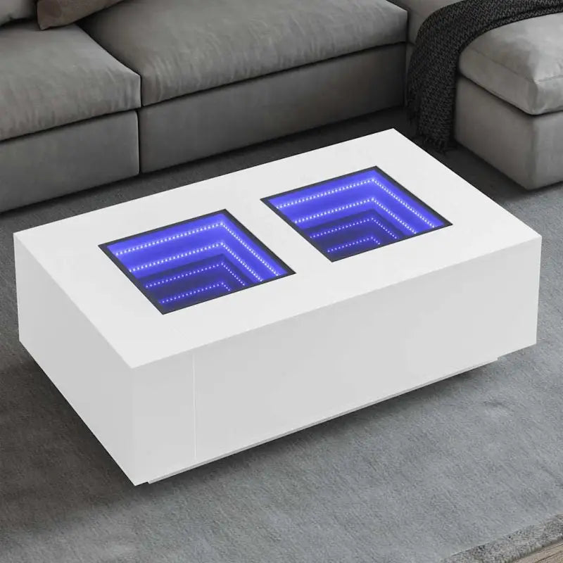 Salontafel met LED-infinity spiegel van bewerkt hout voordelig - Wit / 116 x 69 x 40 cm / 1 - Salontafels