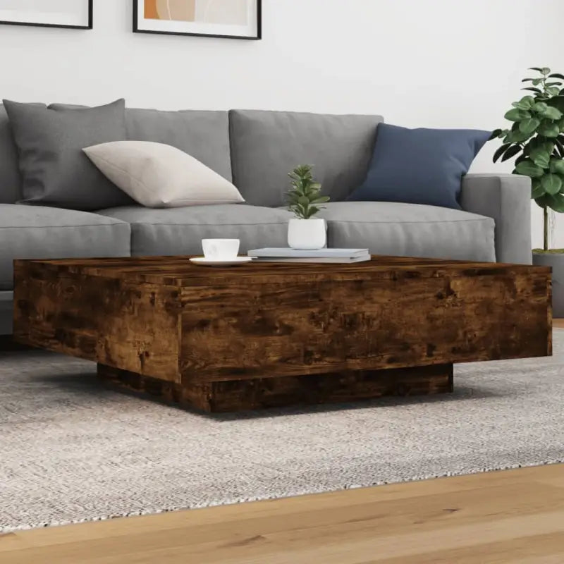 Salontafel met modern design van bewerkt hout voor in de woonkamer - Gerookt eiken / 100 x 100 x 31 cm / 1 - Salontafels