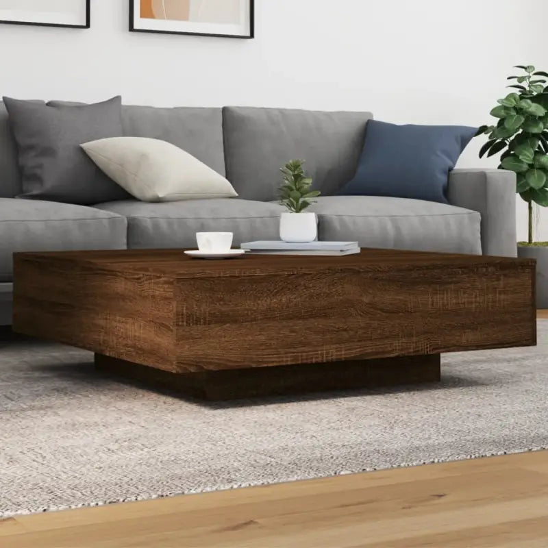 Salontafel met modern design van bewerkt hout voor in de woonkamer - bruin eikenkleur / 100 x 100 x 31 cm / 1