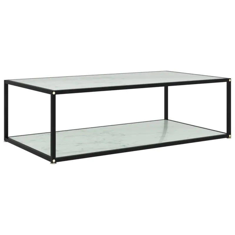 Salontafel met twee lagen van gehard glas en gepoedercoat staal - Wit / 120 x 60 x 35 cm / 1 - Salontafels