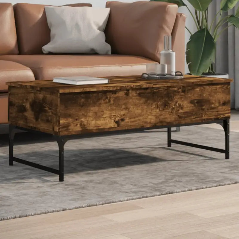 Salontafel met verstelbare poten van bewerkt hout voor stijl en duurzaamheid - Gerookt eiken / 1 / 100 cm - Salontafels