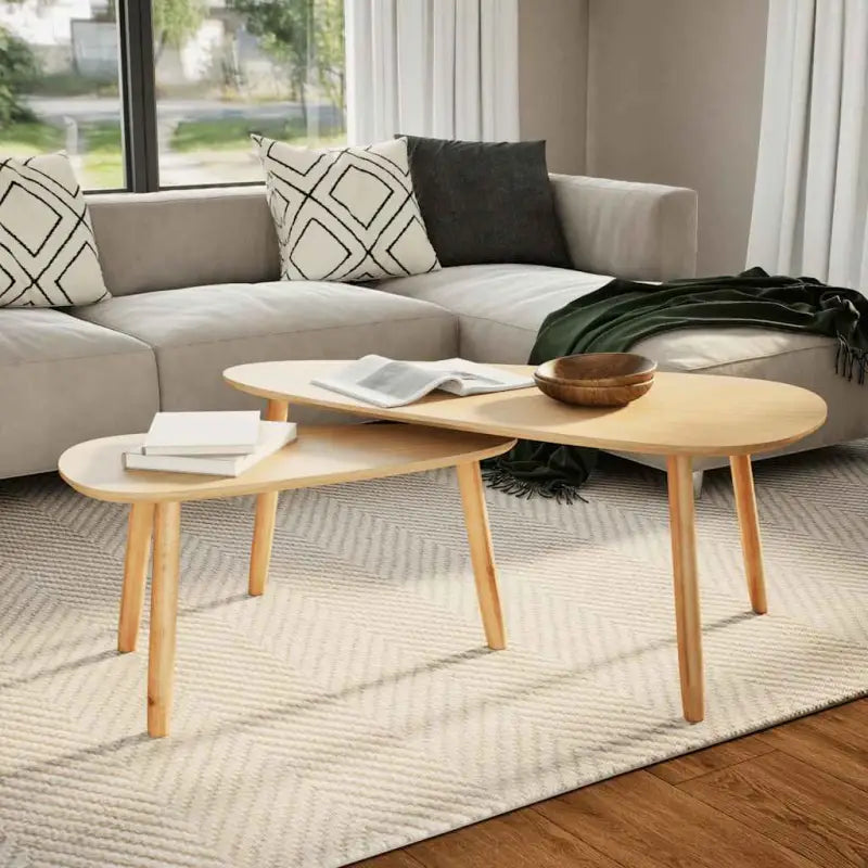 Salontafel set van massief grenenhout inclusief levering in Scandinavische stijl - Bruin / 2 - Salontafels