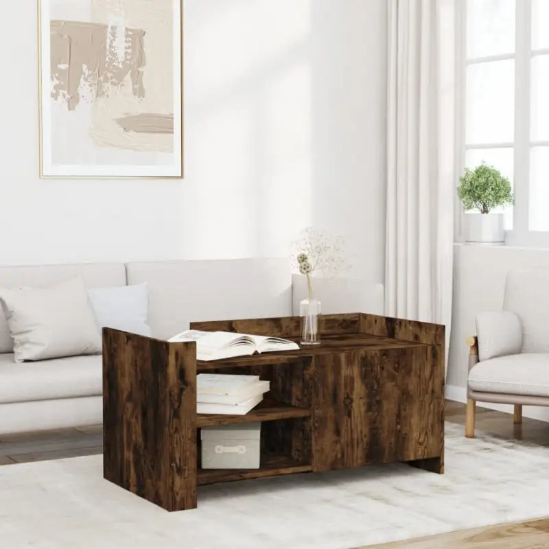 Salontafel van bewerkt hout in grijs Sonoma stijl - Gerookt eiken / 1 / 100 cm - Salontafels