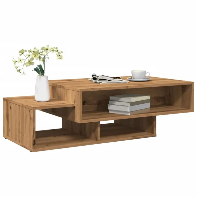 Salontafel van bewerkt hout met opbergruimte voor woonkamer en kantoor - artisanaal eikenkleurig / 1 - Salontafels
