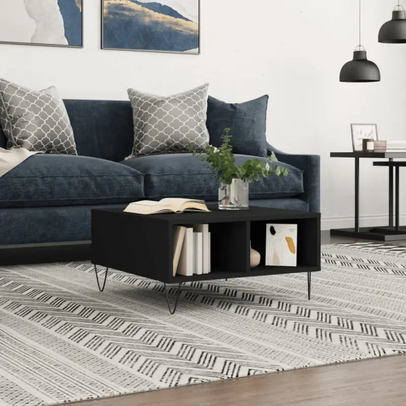 Salontafel van bewerkt hout met stevige ijzeren poten - Zwart / 1 - Salontafels