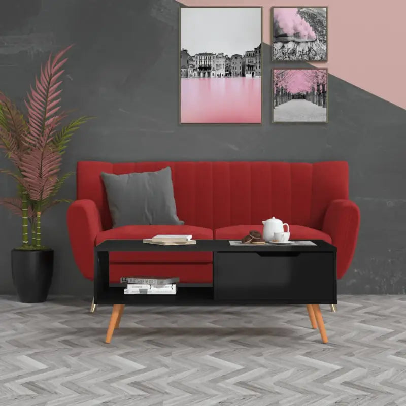 Salontafel van bewerkt hout voor een praktische en decoratieve woonkamer - Hoogglans zwart / 1 - Salontafels