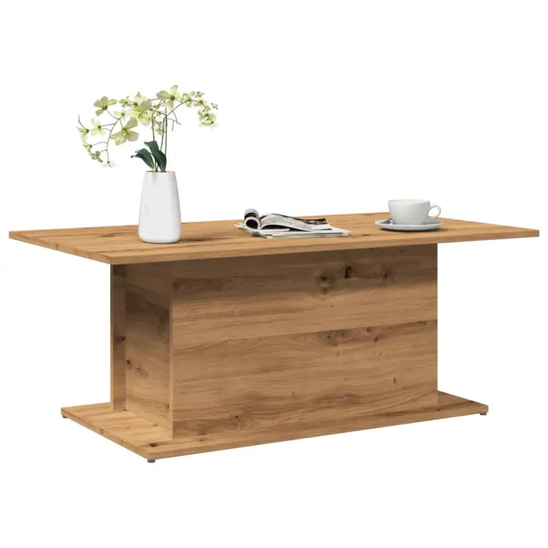 Salontafel van bewerkt hout voor een stoer en duurzame woonkamer - artisanaal eikenkleurig / 102 x 55.5 x 40 cm / 1