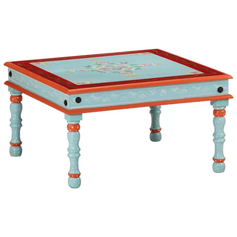 Salontafel van massief mangohout met handgeschilderde decoraties - Blauw / 54 x 54 x 30 cm / 1 - Salontafels
