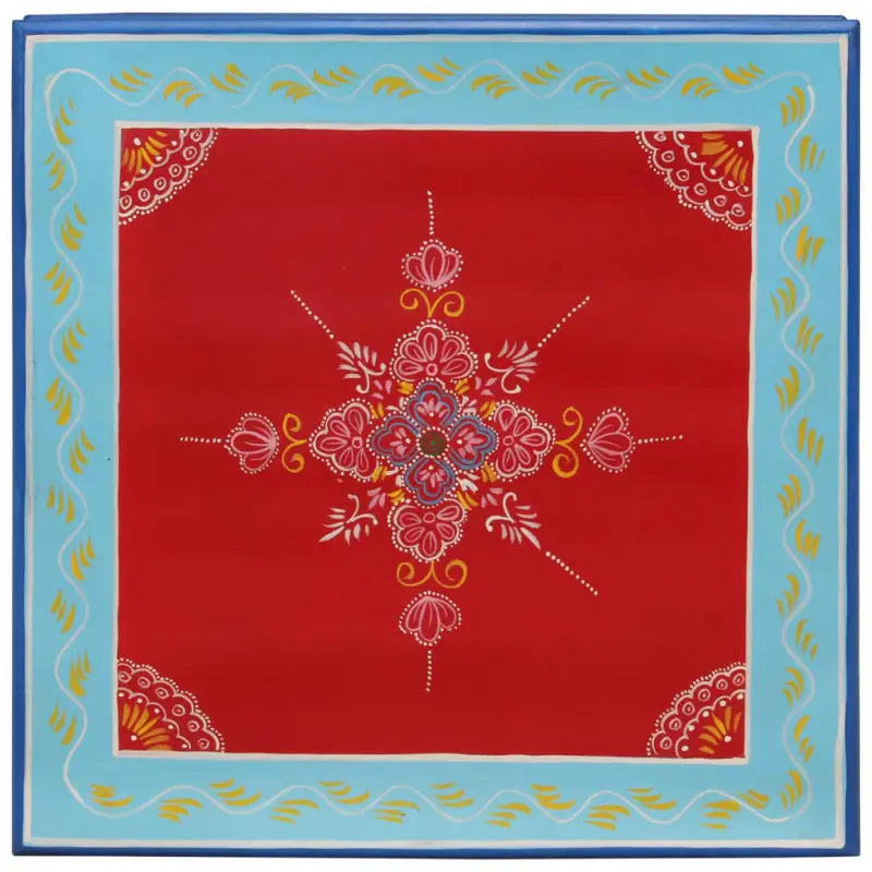 Salontafel van massief mangohout met handgeschilderde decoraties - Salontafels