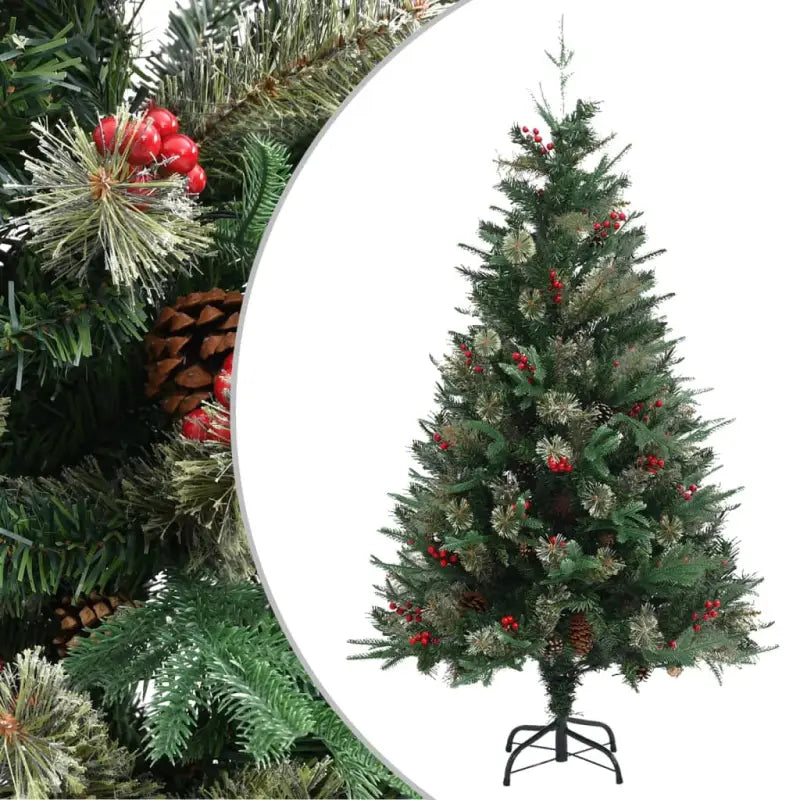 Scharnierende kerstboom met takken en rode bessen voor feestdagen sfeer - 150 x 68 cm / 1 - Kerstbomen