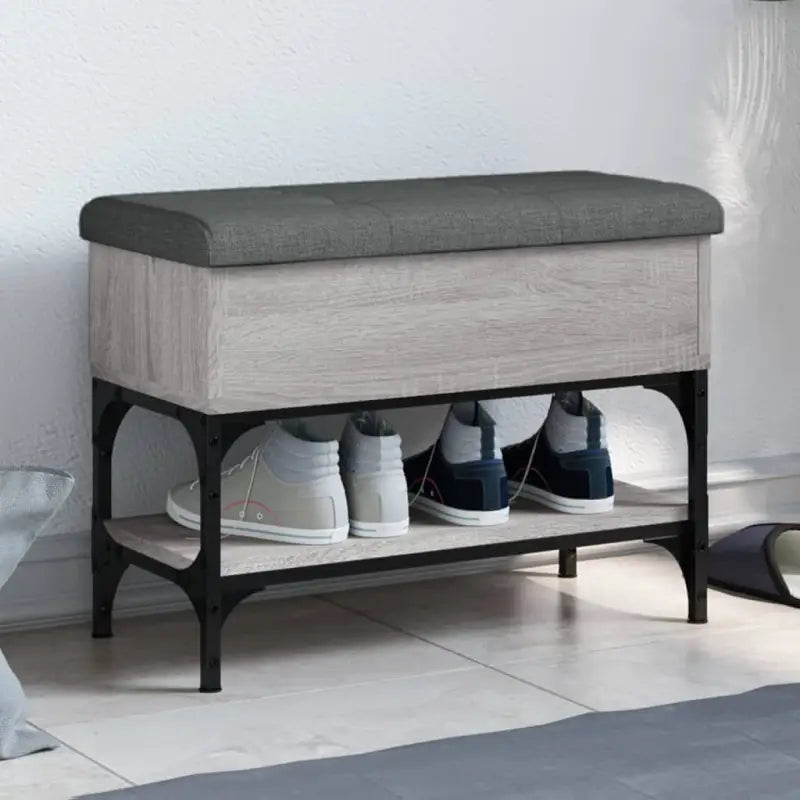 Schoenenbank van bewerkt hout voor overzichtelijke opbergruimte - Grijs sonoma / 62 x 32 x 45 cm - Opberg- & halbankjes