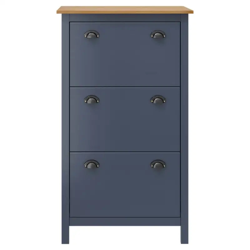 Schoenenkast van massief grenenhout met neerklapbare deuren - Grijs / 1 - Schoenenrekken