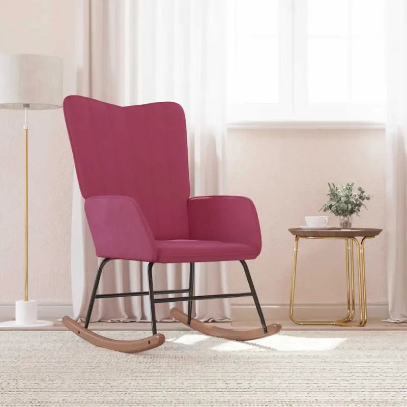Schommelstoel met fluweel en comfortabel zitcomfort - Wijnrood / 1 / Zonder voetensteun - Schommelstoelen