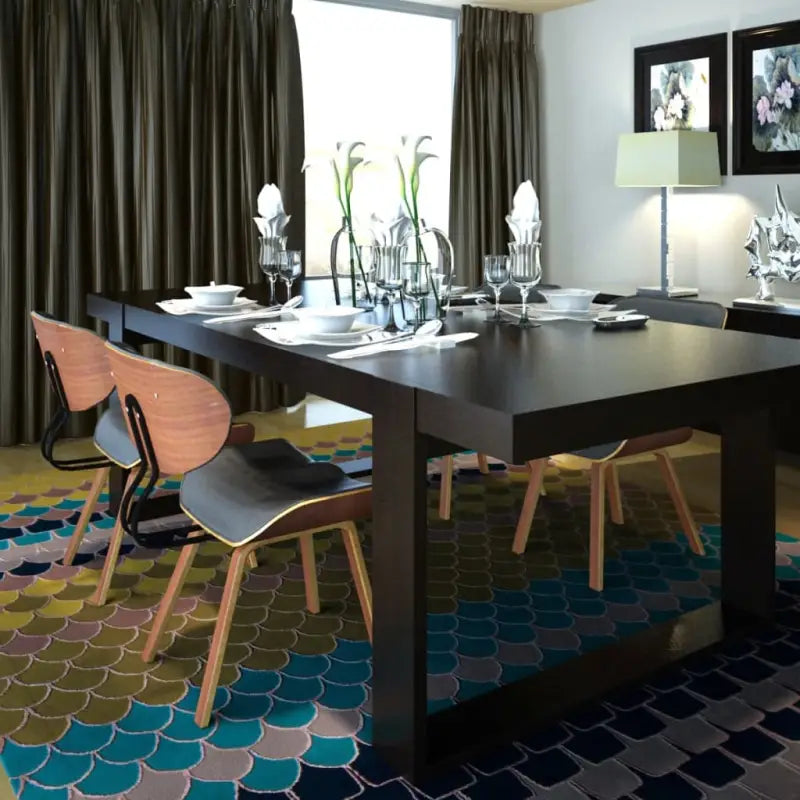 Set van 2 eetkamerstoelen met gebogen hout voor elke ruimte levering bevat - Zwart en donkerbruin / 4 - Eetkamerstoelen