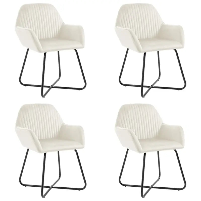 Set van 2 eetkamerstoelen met gepoedercoat stalen poten en fluweel - Crème / 4 - Eetkamerstoelen
