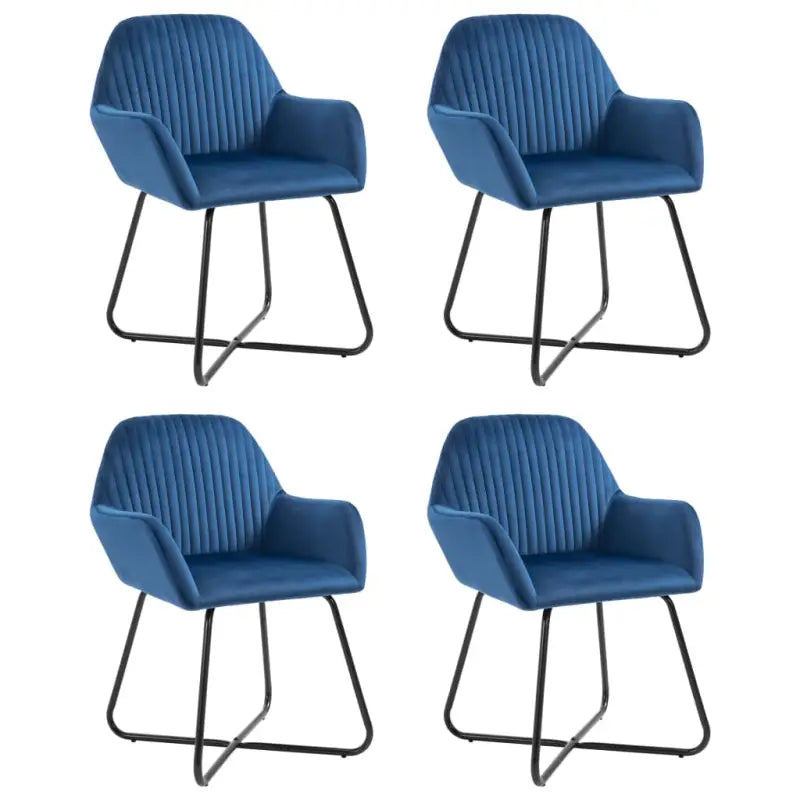 Set van 2 eetkamerstoelen met gepoedercoat stalen poten en fluweel - Blauw / 4 - Eetkamerstoelen