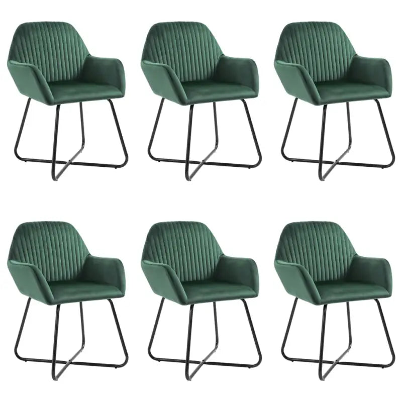 Set van 2 eetkamerstoelen met gepoedercoat stalen poten en fluweel - Groen / 6 - Eetkamerstoelen