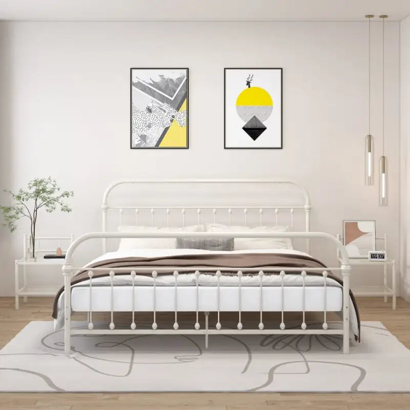 Set van 2 nachtkastjes met metalen frame voor een stijlvolle uitstraling - Wit en transparant / 2 - Nachtkastjes