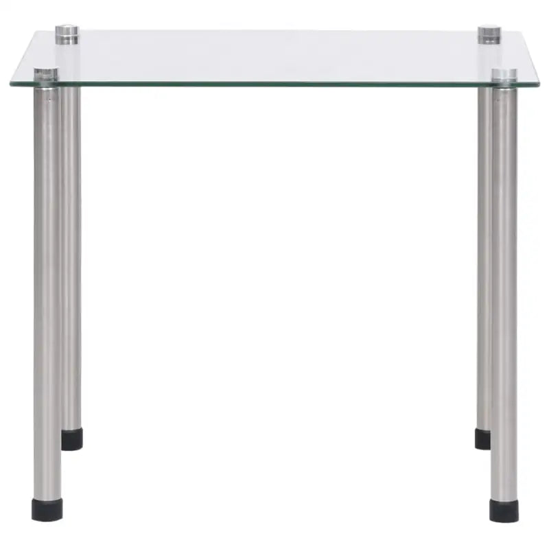 Set van drie bijzettafels met gehard glas en roestvrijstalen poten - Bijzettafels