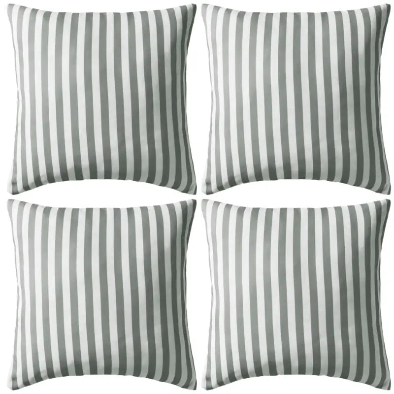 Sierkussens voor buiten met levering bevat UV en waterbestendige stof - grijs gestreept / 45 x 45 cm / 4 - Sierkussens