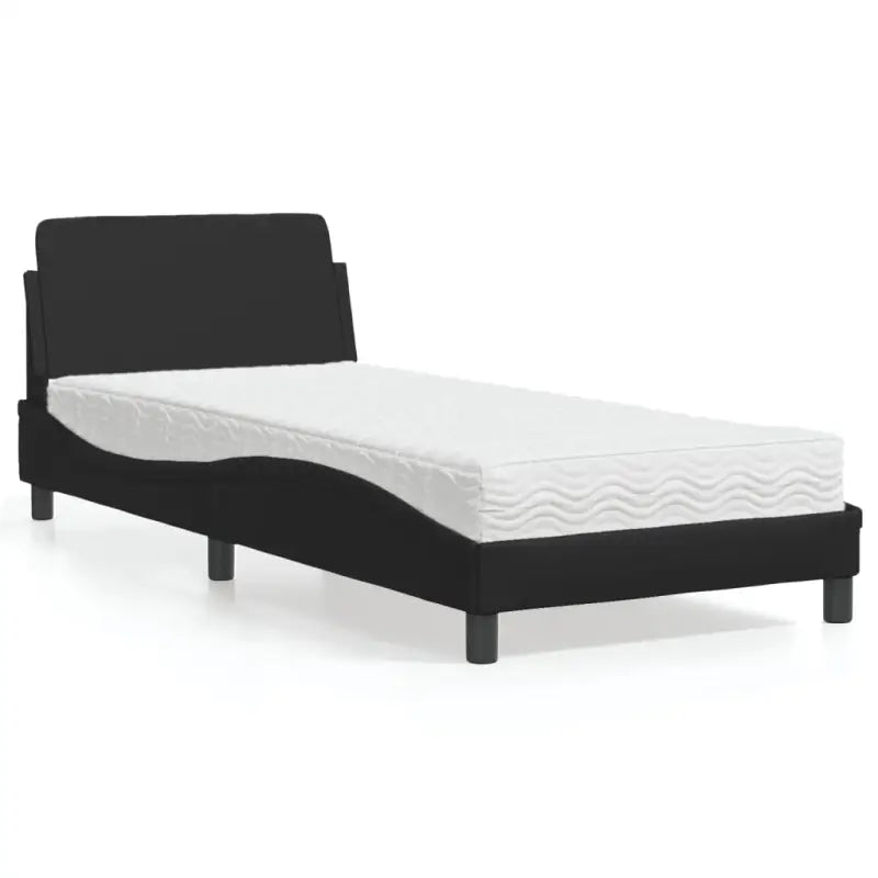 Slaap lekker met wit materiaal bed met multiplex lattenbodem en 22d PU-schuim - Zwart / 80 x 200 cm - Bedden & bedframes